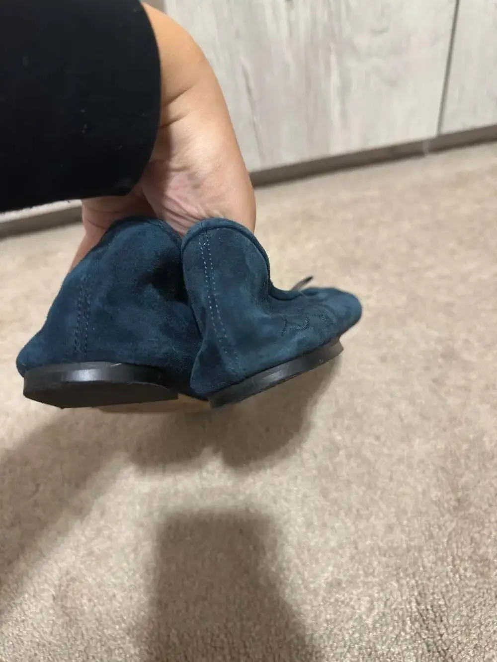 Sam Edelman Felicia Navy Blue Suede Ballet Flats with Bow Detail